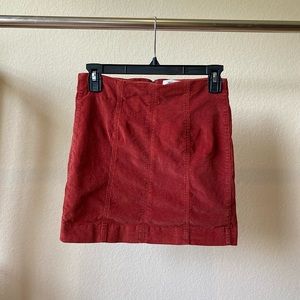 Orange Corduroy Pencil Skirt